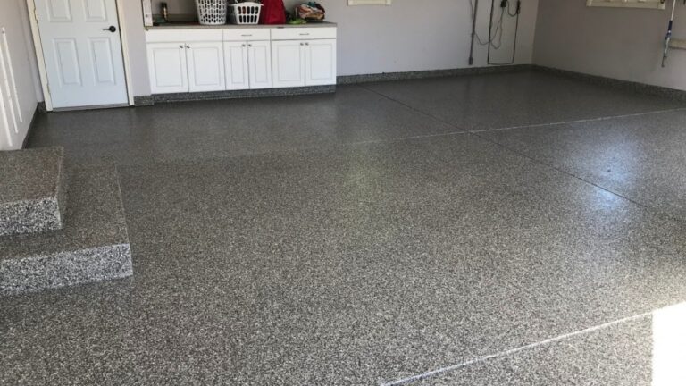 polished concrete garage floor.