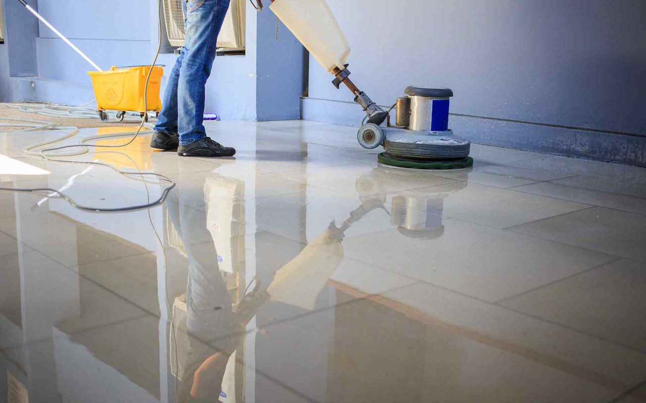 waxing and polishing vinyl floor